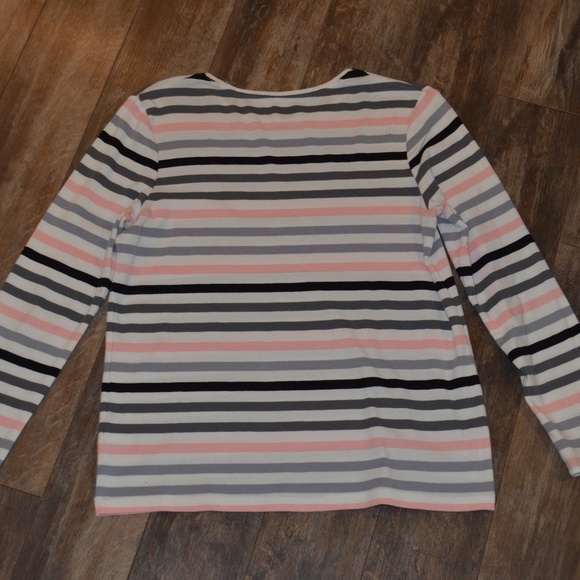 Croft and Barrow - Pink and Gray Stripe Blouse - Picture 6 of 7